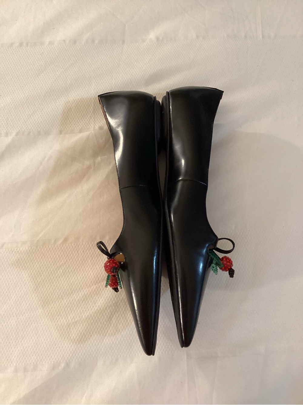 COACH Runway Cherry Flat Shoes - Black Leather - Pointed Toe - Picture 7 of 14